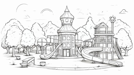 Kids Playground Line art Images coloring page illustration