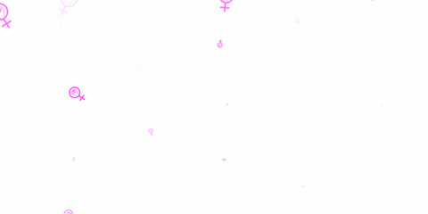 Light Purple vector pattern with feminism elements.