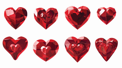 Love Red sets heart flat vector isolated on white background