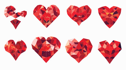 Love Red sets heart flat vector isolated on white background