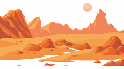 Mars desert like fantasy landscape .. flat vector 