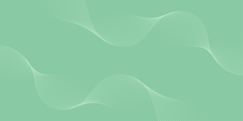 Abstract background with waves for banner. Medium banner size. Vector background with lines isolated. Element for design. Green gradient. Summer, spring. Brochure, booklet
