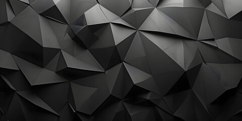 Monochromatic Geometric Shapes - 3D Black Abstract Polygonal Background