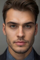 Obraz premium Portrait of a handsome male from european. 25 years old. Generative AI