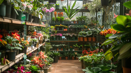 Fototapeta na wymiar Garden Plants Section in Flower Store