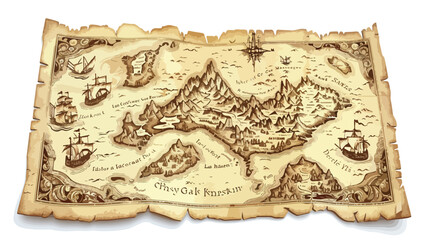 Fototapeta na wymiar Old vintage map of an island with kingdoms 