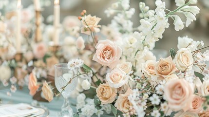 Obraz na płótnie Canvas Enchanting Elegance Creating a Fairytale Wedding Atmosphere with Watercolor Flower Details,illustration ,high detailed