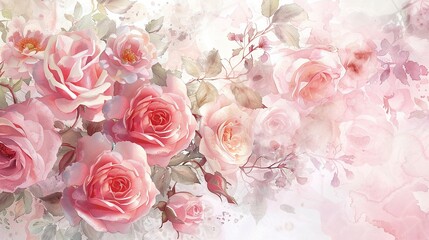Romantic Rosewater Capturing the Essence of Love with Watercolor Floral Designs for Your Wedding,illustration ,high detailed