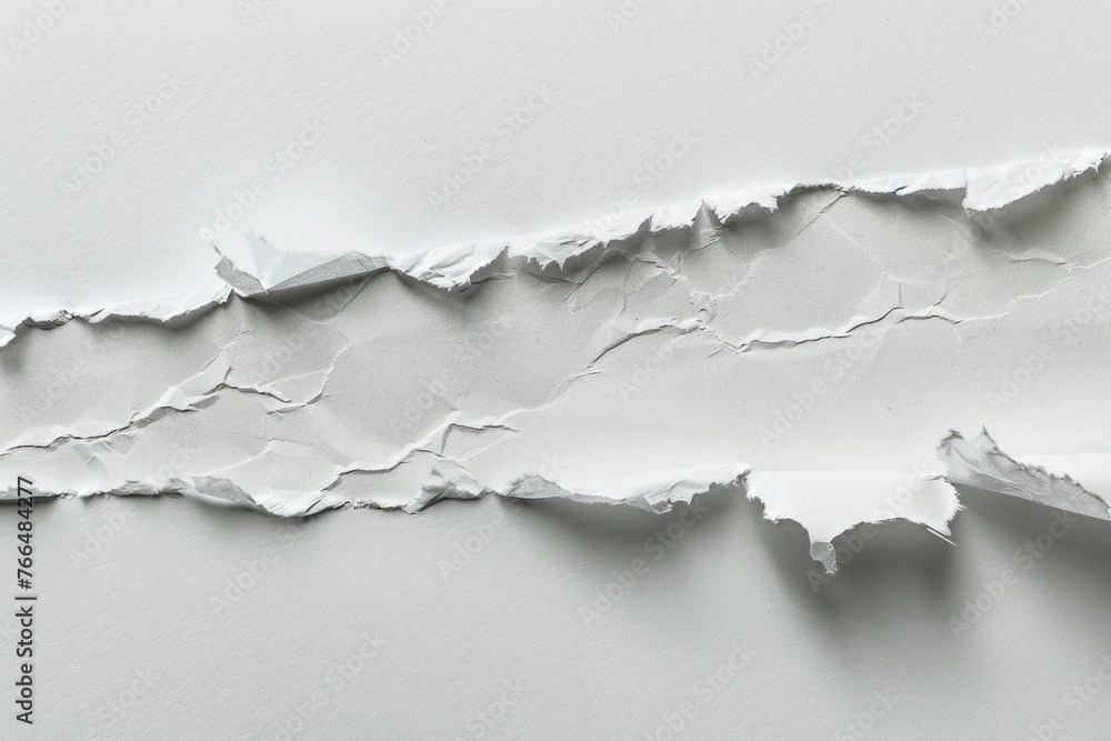 Poster A torn piece of paper on a plain white surface. Suitable for various design projects