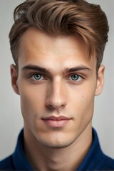 Obraz premium Portrait of a handsome male from european. 25 years old. Generative AI