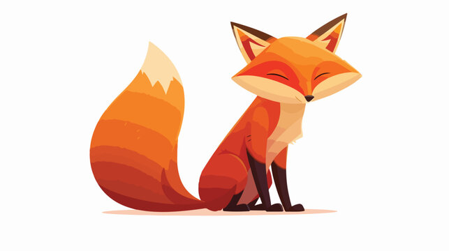 Red sly fox cartoon illustration isolated object 