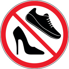 Schuhe tragen verboten, Strassenschuhe verboten - Verbotszeichen, unerlaubt, Schild
