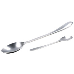 stainless steel spoon. The object is isolated on a transparent background