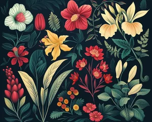 Wandaufkleber Timeless Elegance The Enduring Appeal of Flora Icons in Design,illustration , ultra HD © BURIN93
