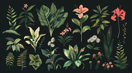 Botanical Elegance Exploring Flora Icons in Design,illustration , ultra HD