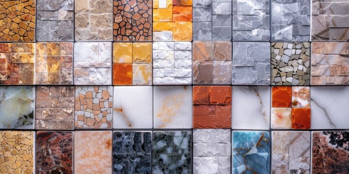 Vibrant assortment of tiles suitable for interior design projects