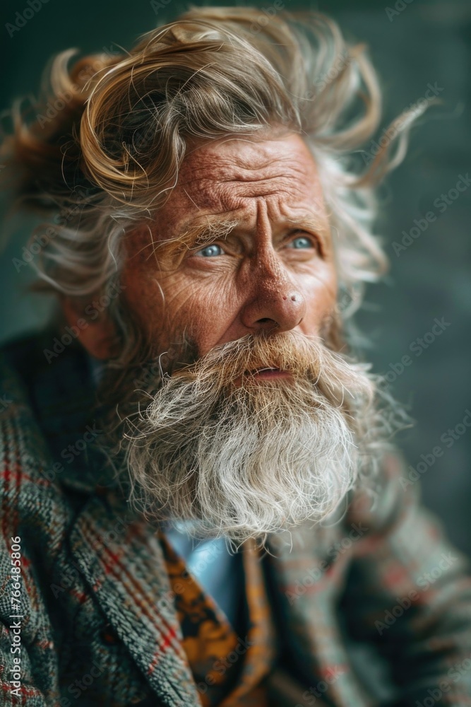 Poster A detailed view of a man with a lengthy beard. Suitable for grooming or barbering concepts