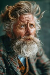 A detailed view of a man with a lengthy beard. Suitable for grooming or barbering concepts