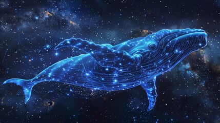 The Whale Constellation Imagine a constellation in the shape of a majestic space whale, the stars as it traverses the celestial canvas, guiding travelers through the galactic circle  - obrazy, fototapety, plakaty