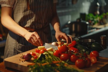Person preparing food, suitable for cooking or healthy eating concepts