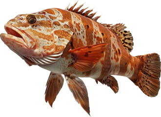 Spotted grouper fish profile, cut out transparent