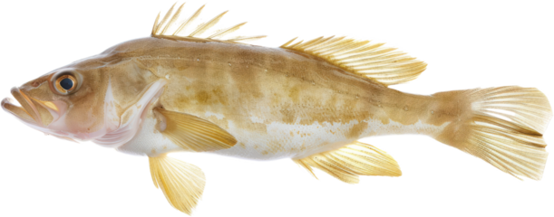 Haddock fish side view, cut out transparent