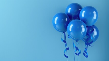 A bunch of blue balloons floating in the air. Perfect for celebrations and events
