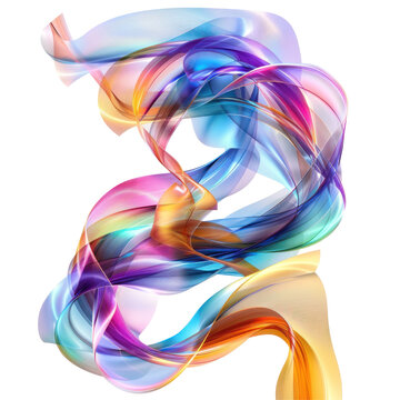 A colorful, flowing line of rainbow colors,isolated on white background or transparent background. png cut out or die-cut