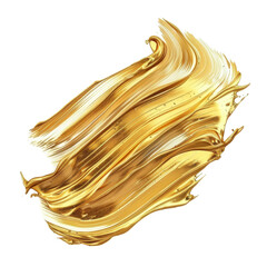 A gold brush stroke on a white background,isolated on white background or transparent background. png cut out or die-cut