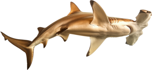 Hammerhead shark gliding isolated, cut out transparent