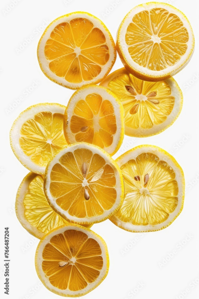 Aufkleber Freshly sliced lemons arranged in a neat stack. Ideal for food and beverage concepts