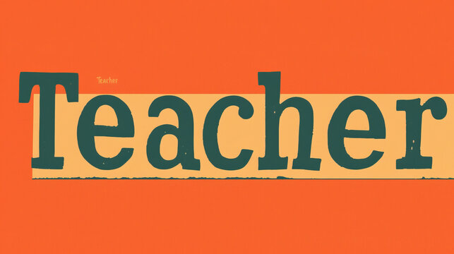 A word, 'Teacher', stands out on a single colored background in the image.