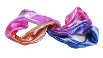 A colorful, multi-colored scarf is twisted into a loop,isolated on white background or transparent background. png cut out or die-cut