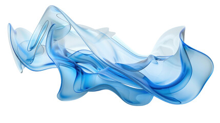 A blue wave is shown in the image, with a white background,isolated on white background or transparent background. png cut out or die-cut