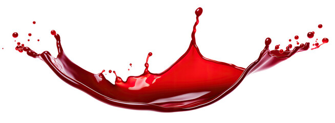 Vibrant and energetic splash of a red liquid similar to red berry jam, syrup, juice or punch, cut out