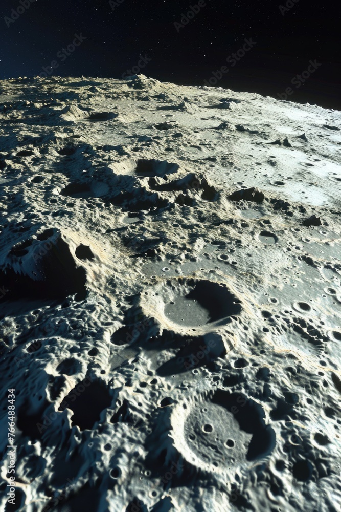 Poster a unique perspective of the moon's surface. ideal for scientific and educational projects