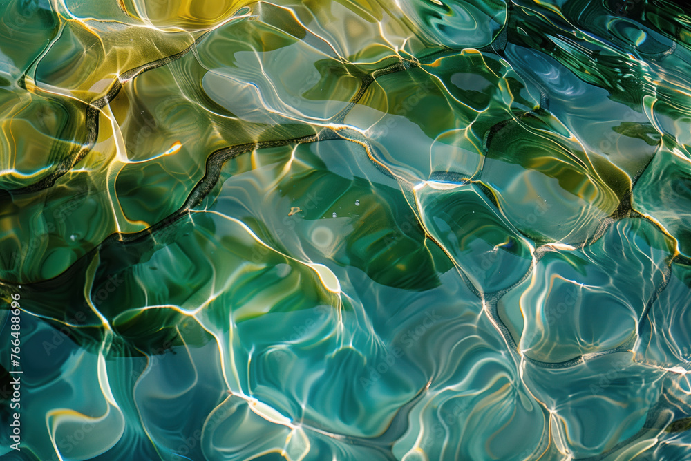 Poster Abstract background with reflections and caustics. Hi-tech. Futuristic background image. Created with Generative AI technology.