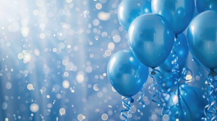 Colorful blue balloons floating in the air, ideal for celebrations and events