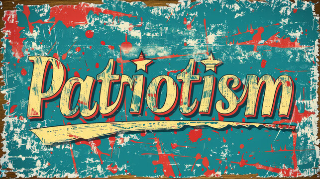 The image shows a single-colored background with the word "Patriotism" on it. The word is written in bold font and stands out.