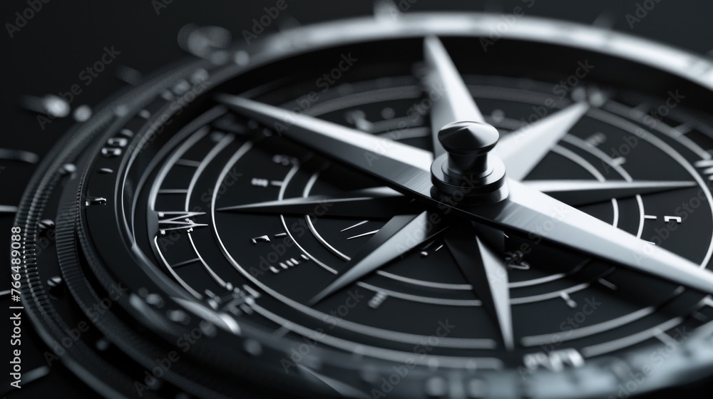 Poster detailed compass on dark background, ideal for navigation concepts