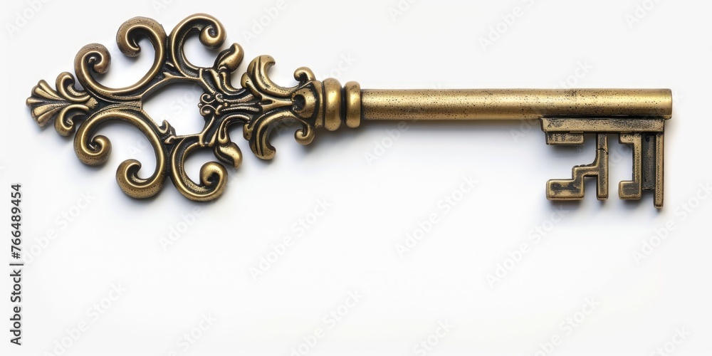 Poster a golden key with intricate filigree design