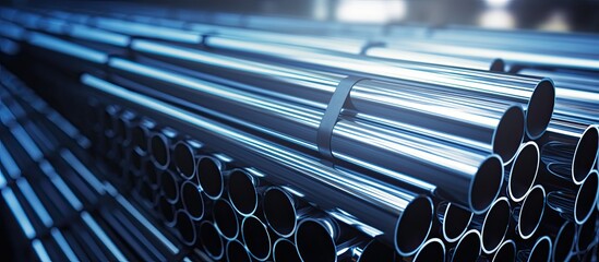 A stack of metal pipes forms a grille, automotive tire, hood, bumper, and automotive lighting. Nearby are water, automotive exterior, wheel system, and gas font components - obrazy, fototapety, plakaty