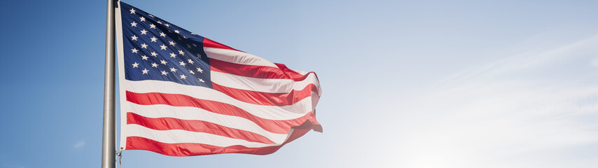 American Flag Waving Proudly Under a Sunny Sky