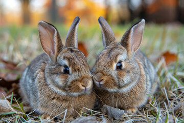 rabbits on the ground