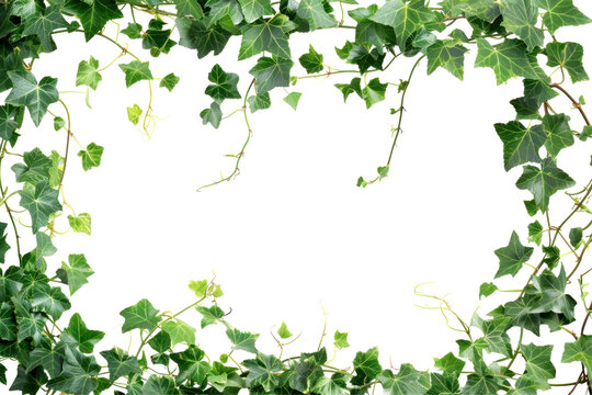 A frame of ivy leaves with a white background,isolated on white background or transparent background. png cut out or die-cut