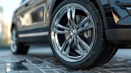 Detailed shot of car wheels, ideal for automotive industry projects