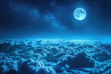 Naklejka na ściany i meble A stunning full moon above the clouds. Perfect for night sky backgrounds