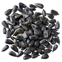 Black sunflower seeds isolated on transparent background 