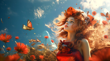 Obraz na płótnie Canvas girl in autumn portrait of a woman underwater fashion beauty glamour girl wallpaper for desktop art