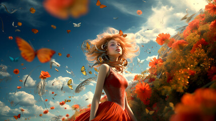 girl in autumn portrait of a woman underwater fashion beauty glamour girl wallpaper for desktop art